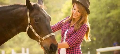 Futtermittelberatung für Pferde - Beraterin pflegt ein Pferd